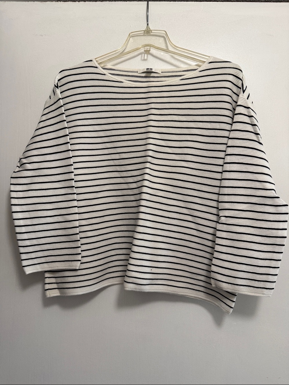 UNIQLO Cream Knit Top with Black Stripes